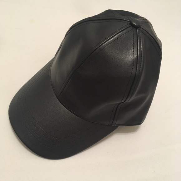 Black Faux Leather Dad Hat - Picture 5 of 7